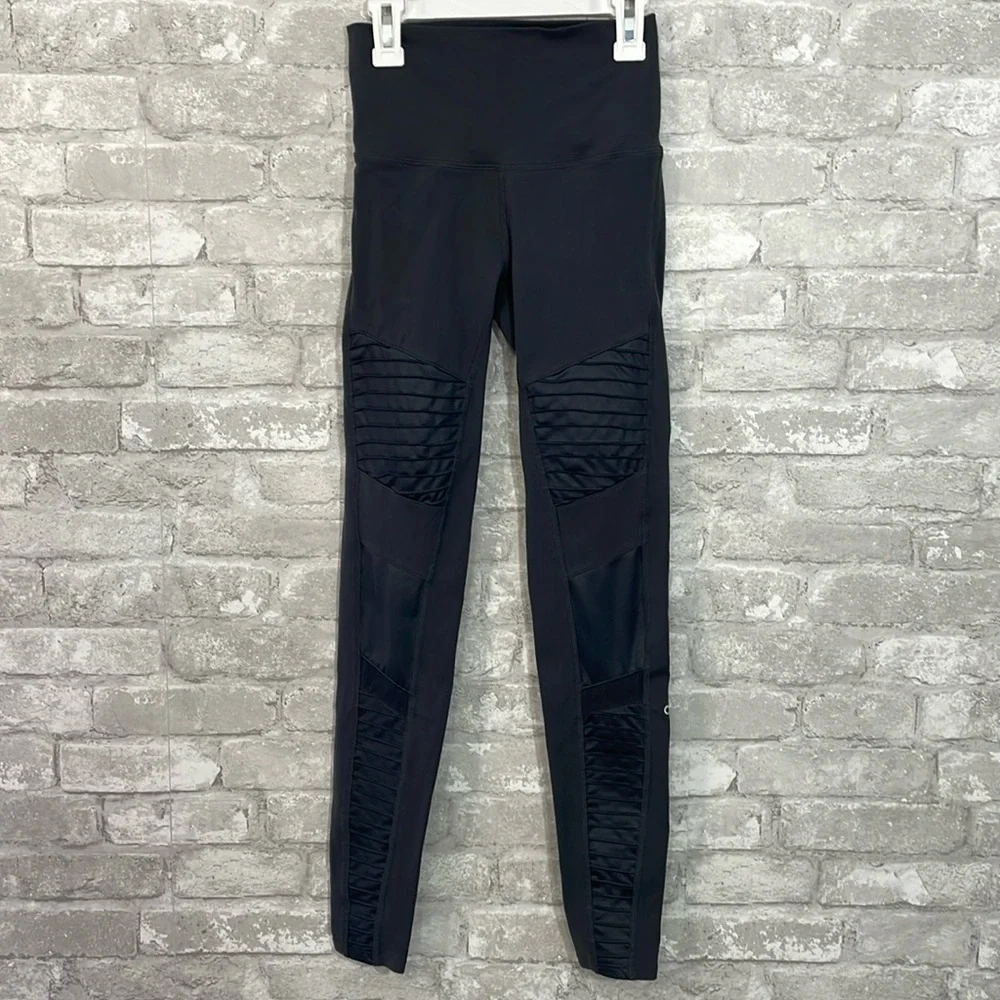 Alo High Waist Moto Sport Leggings with Mesh Panels